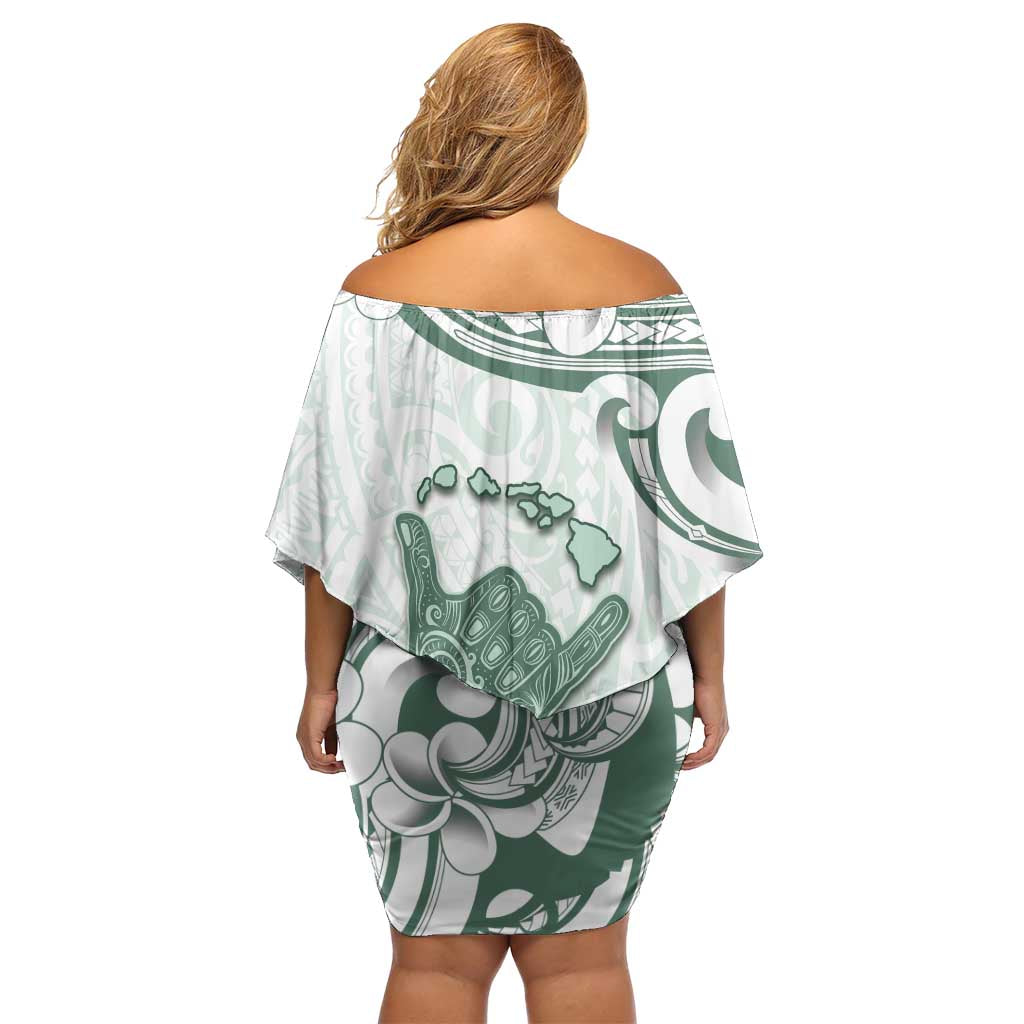 Aloha Hawaii Shaka Off Shoulder Short Dress Hang Loose Mint Version - Polynesian Pride
