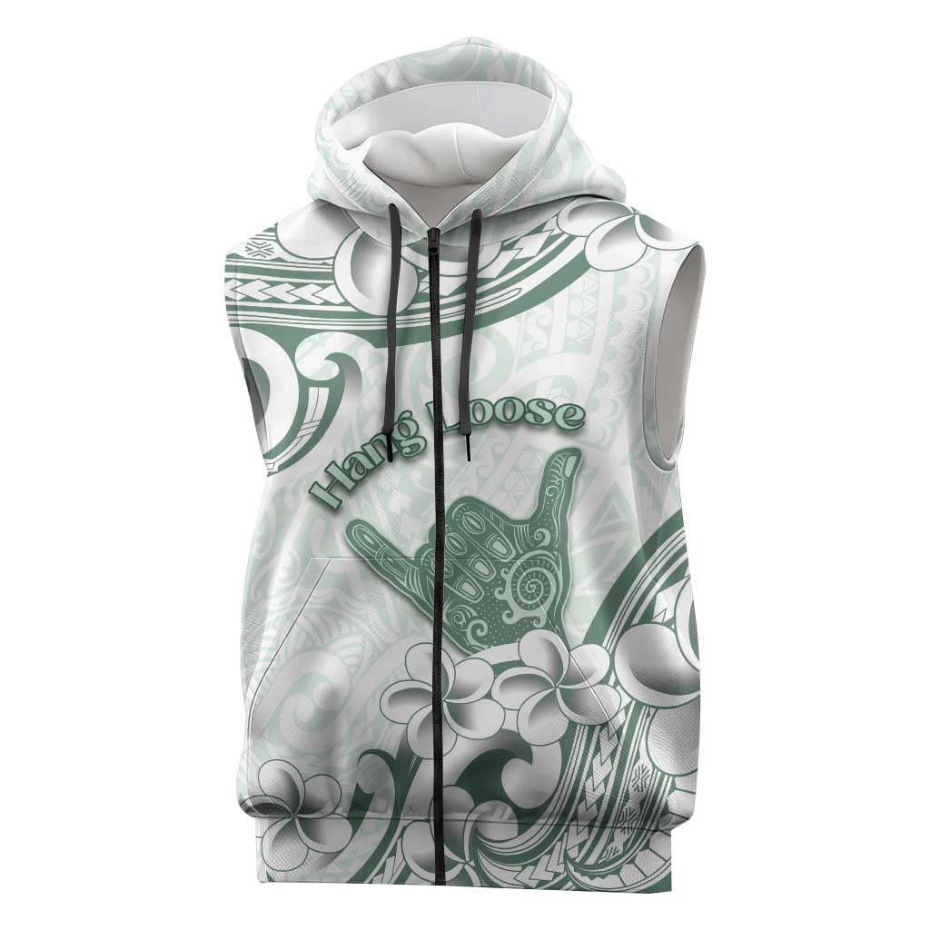 Aloha Hawaii Shaka Sleeveless Zip Hoodie Hang Loose Mint Version DT05
