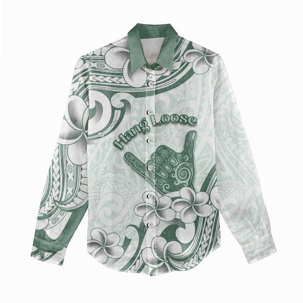 Aloha Hawaii Shaka Women Casual Shirt Hang Loose Mint Version - Polynesian Pride