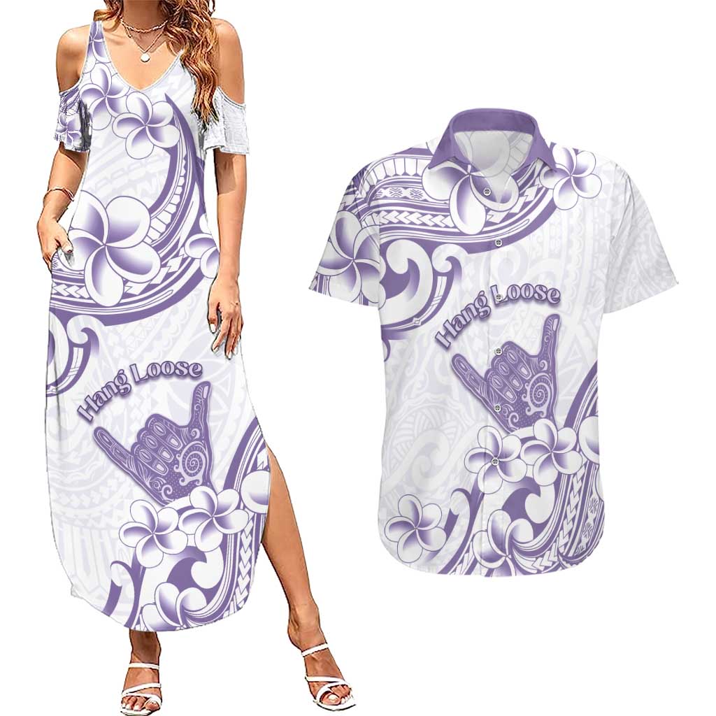 Aloha Hawaii Shaka Couples Matching Summer Maxi Dress and Hawaiian Shirt Hang Loose Purple Version DT05 Purple - Polynesian Pride