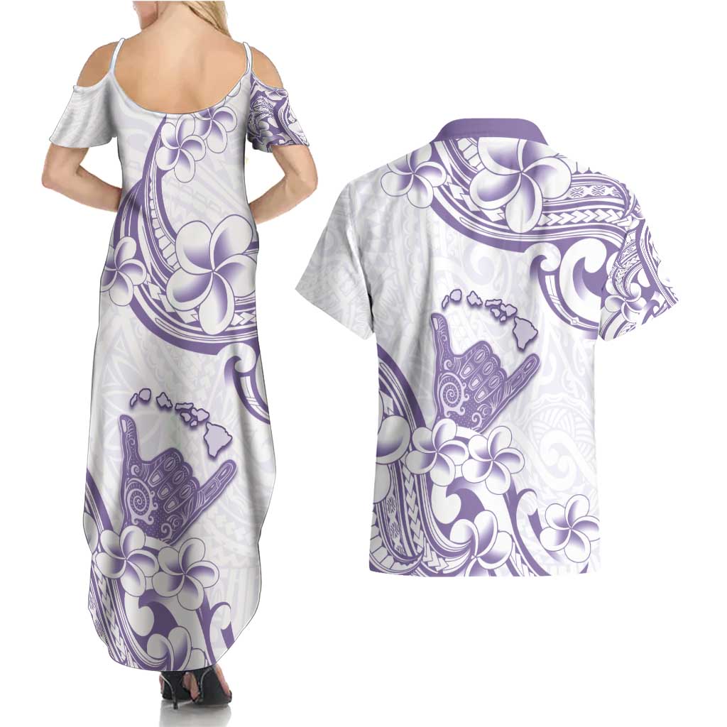 Aloha Hawaii Shaka Couples Matching Summer Maxi Dress and Hawaiian Shirt Hang Loose Purple Version DT05 - Polynesian Pride