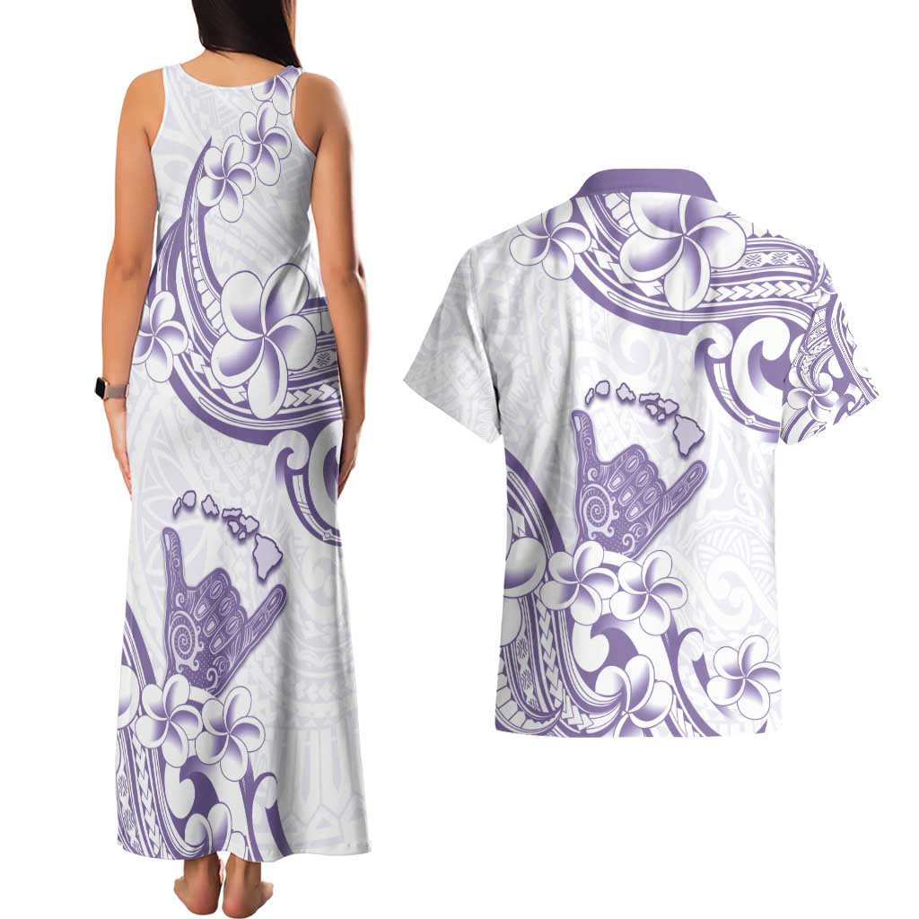 Aloha Hawaii Shaka Couples Matching Tank Maxi Dress and Hawaiian Shirt Hang Loose Purple Version DT05 - Polynesian Pride