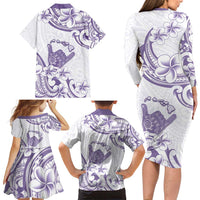 Aloha Hawaii Shaka Family Matching Long Sleeve Bodycon Dress and Hawaiian Shirt Hang Loose Purple Version DT05 - Polynesian Pride