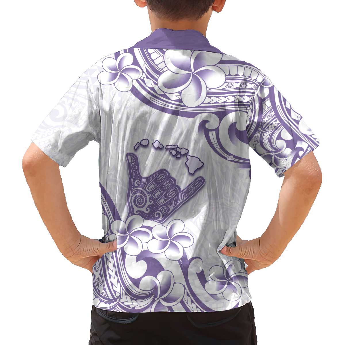 Aloha Hawaii Shaka Family Matching Off The Shoulder Long Sleeve Dress and Hawaiian Shirt Hang Loose Purple Version DT05 - Polynesian Pride