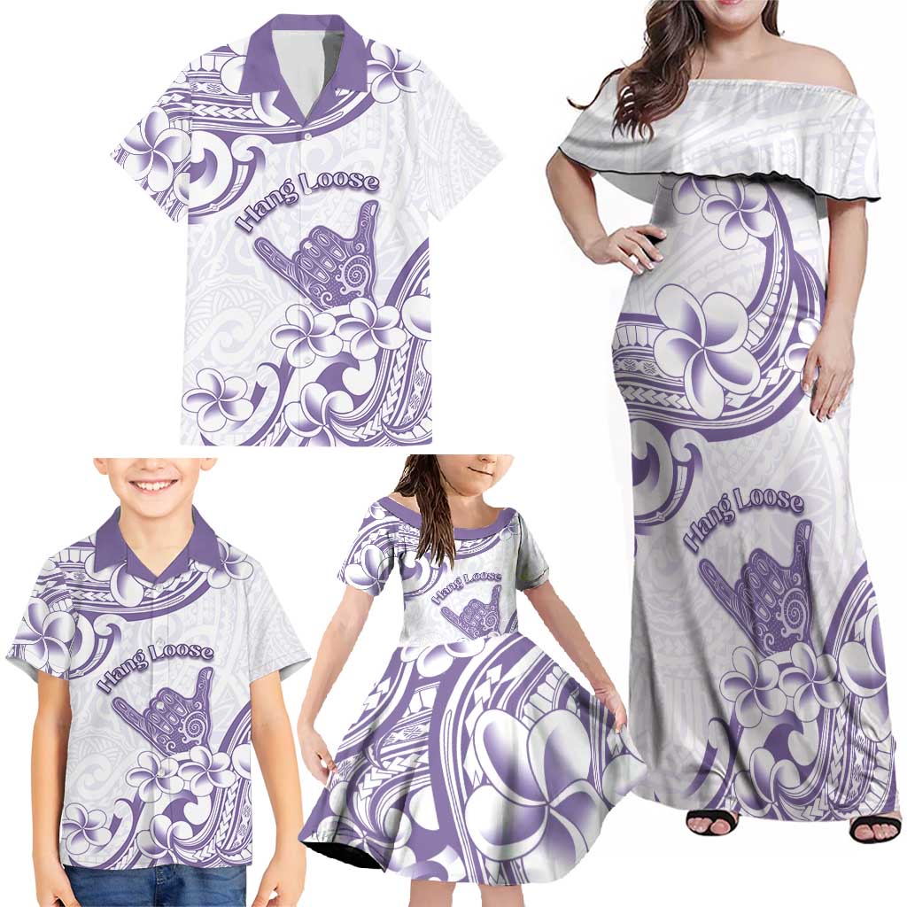 Aloha Hawaii Shaka Family Matching Off Shoulder Maxi Dress and Hawaiian Shirt Hang Loose Purple Version DT05 - Polynesian Pride