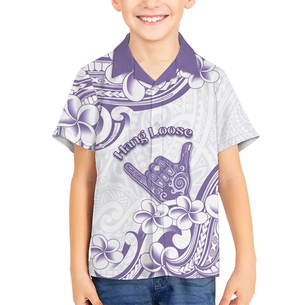Aloha Hawaii Shaka Family Matching Off Shoulder Short Dress and Hawaiian Shirt Hang Loose Purple Version DT05 Son's Shirt Purple - Polynesian Pride