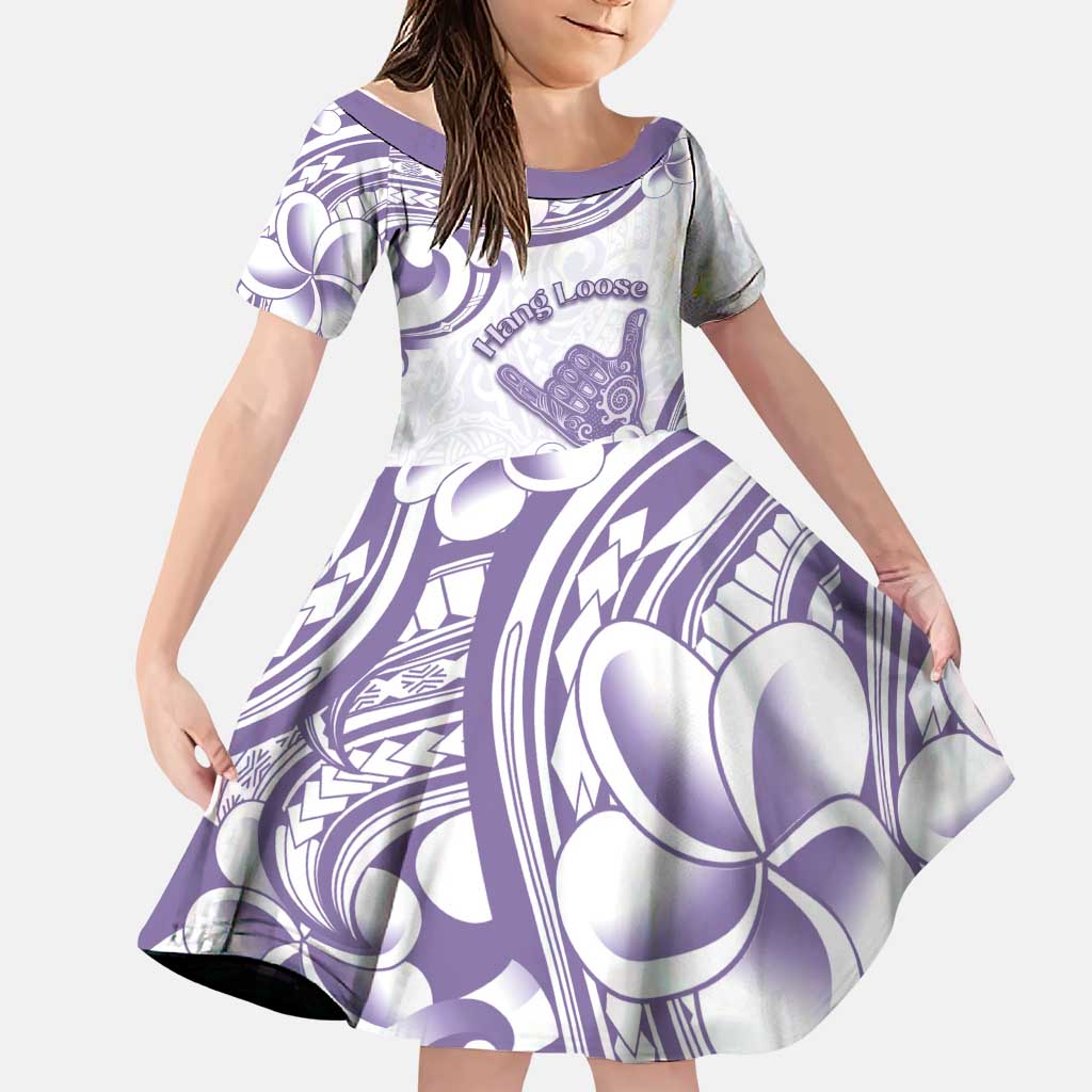Aloha Hawaii Shaka Family Matching Puletasi and Hawaiian Shirt Hang Loose Purple Version DT05 Daughter's Dress Purple - Polynesian Pride