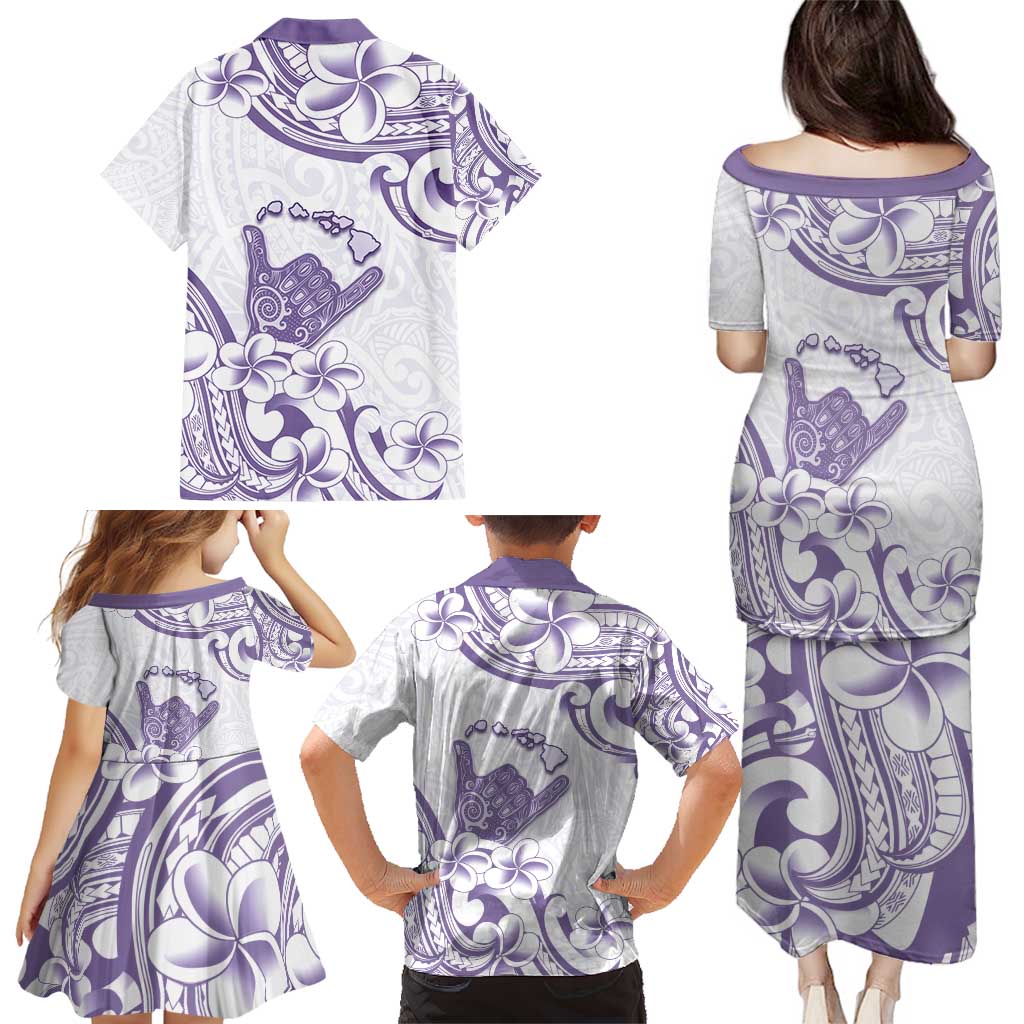 Aloha Hawaii Shaka Family Matching Puletasi and Hawaiian Shirt Hang Loose Purple Version DT05 - Polynesian Pride