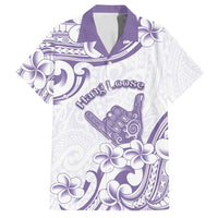 Aloha Hawaii Shaka Family Matching Puletasi and Hawaiian Shirt Hang Loose Purple Version DT05 Dad's Shirt - Short Sleeve Purple - Polynesian Pride