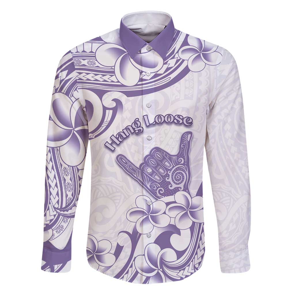 Aloha Hawaii Shaka Family Matching Puletasi and Hawaiian Shirt Hang Loose Purple Version DT05 Dad's Shirt - Long Sleeve Purple - Polynesian Pride