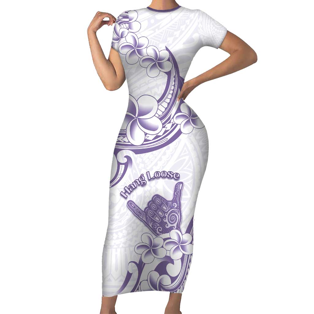 Aloha Hawaii Shaka Family Matching Short Sleeve Bodycon Dress and Hawaiian Shirt Hang Loose Purple Version DT05 Mom's Dress Purple - Polynesian Pride