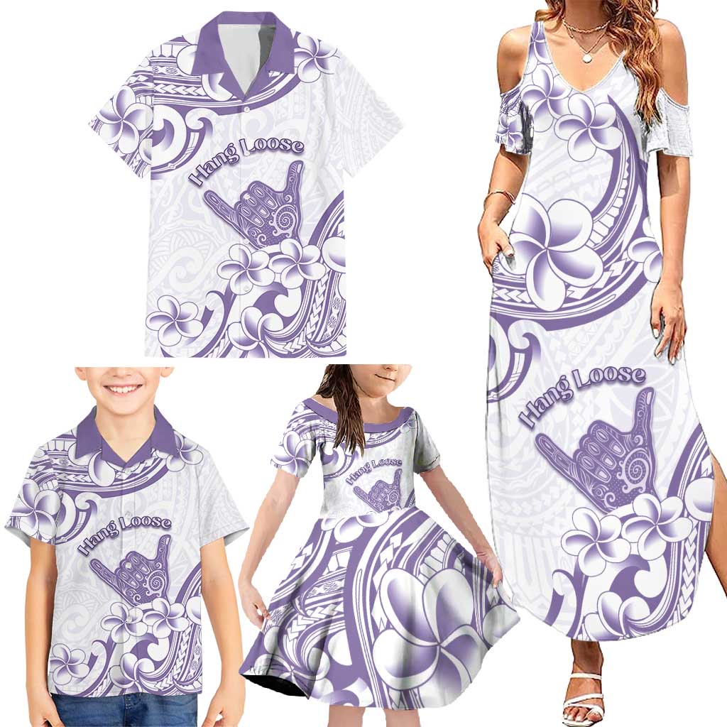 Aloha Hawaii Shaka Family Matching Summer Maxi Dress and Hawaiian Shirt Hang Loose Purple Version DT05 - Polynesian Pride