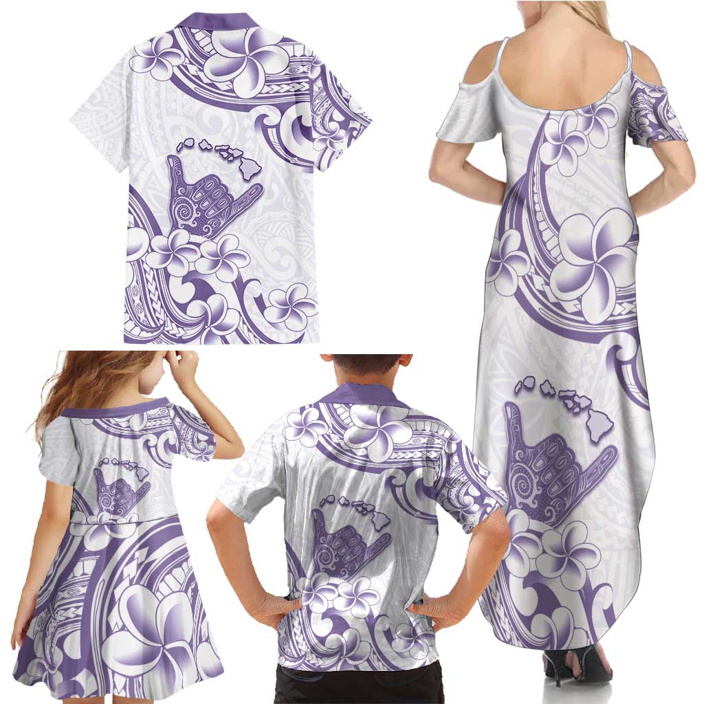 Aloha Hawaii Shaka Family Matching Summer Maxi Dress and Hawaiian Shirt Hang Loose Purple Version DT05 - Polynesian Pride