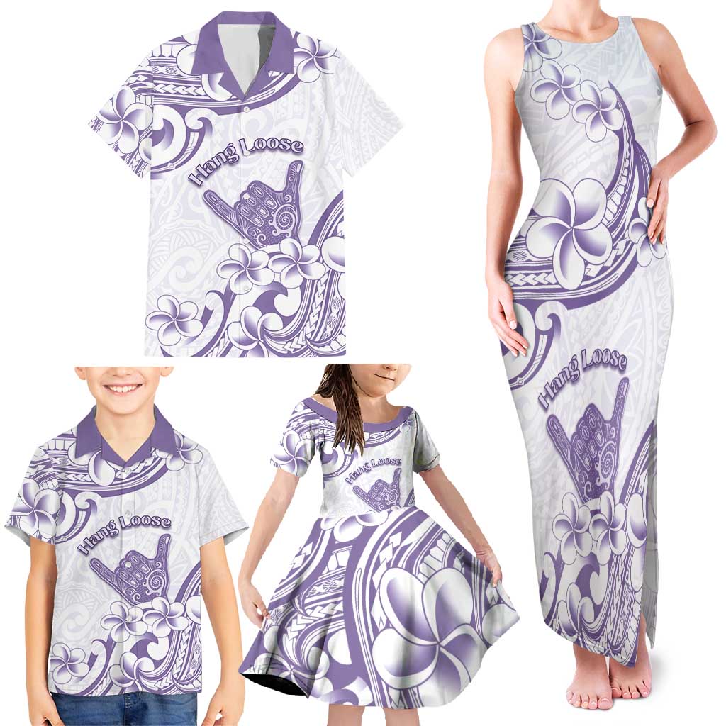 Aloha Hawaii Shaka Family Matching Tank Maxi Dress and Hawaiian Shirt Hang Loose Purple Version DT05 - Polynesian Pride