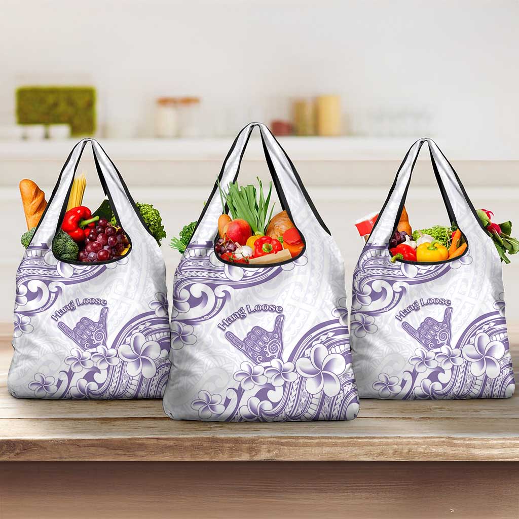 Aloha Hawaii Shaka Grocery Bag Hang Loose Purple Version DT05 3-pack One Size Purple - Polynesian Pride