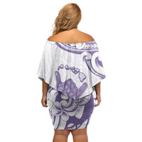 Aloha Hawaii Shaka Off Shoulder Short Dress Hang Loose Purple Version - Polynesian Pride