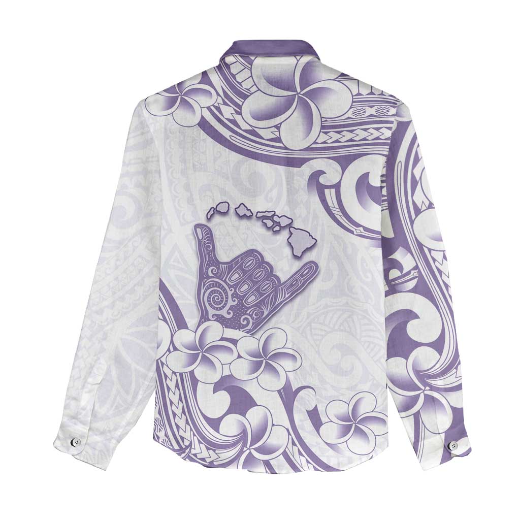 Aloha Hawaii Shaka Women Casual Shirt Hang Loose Purple Version - Polynesian Pride
