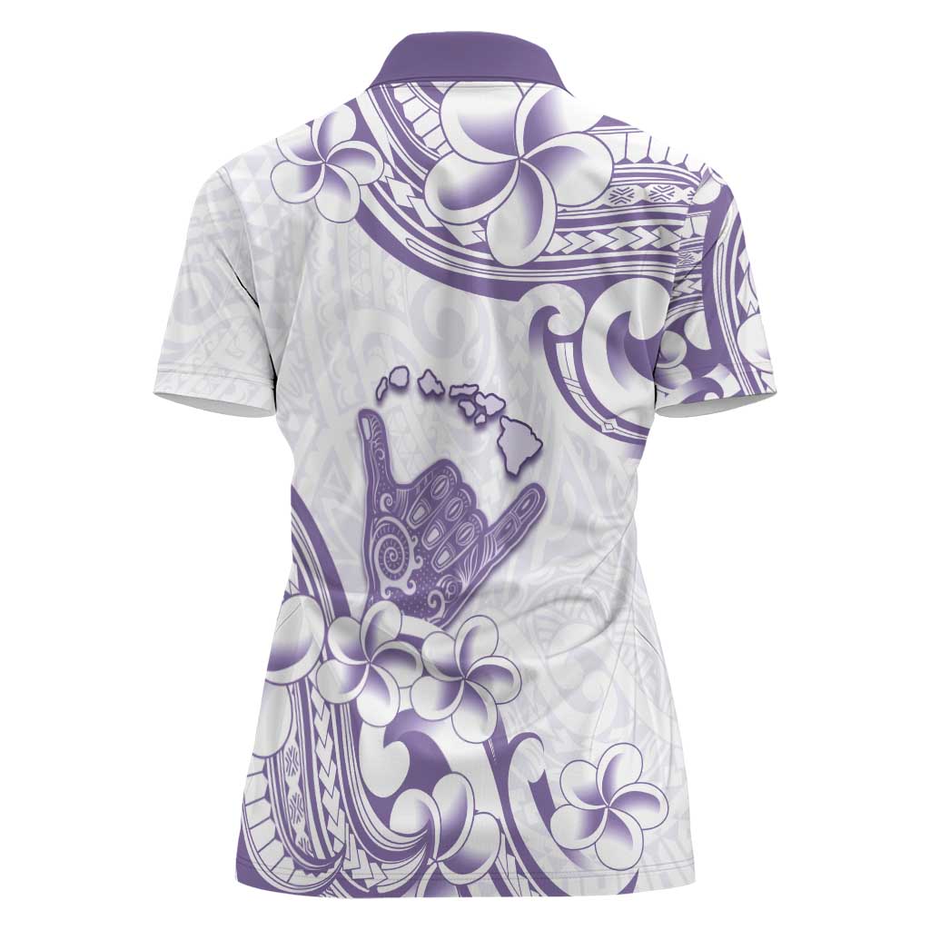 Aloha Hawaii Shaka Women Polo Shirt Hang Loose Purple Version - Polynesian Pride