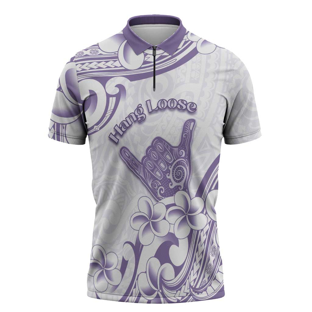 Aloha Hawaii Shaka Zipper Polo Shirt Hang Loose Purple Version - Polynesian Pride
