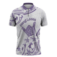 Aloha Hawaii Shaka Zipper Polo Shirt Hang Loose Purple Version - Polynesian Pride