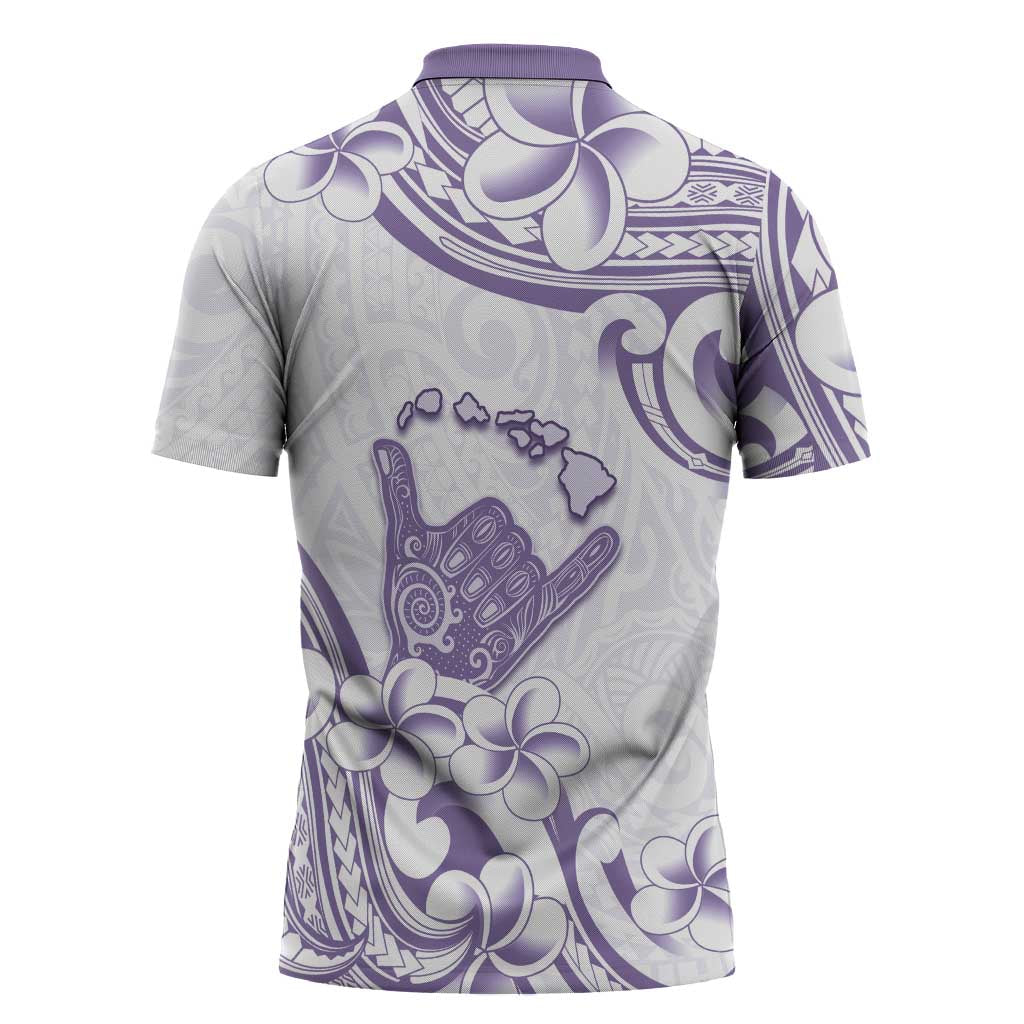 Aloha Hawaii Shaka Zipper Polo Shirt Hang Loose Purple Version - Polynesian Pride