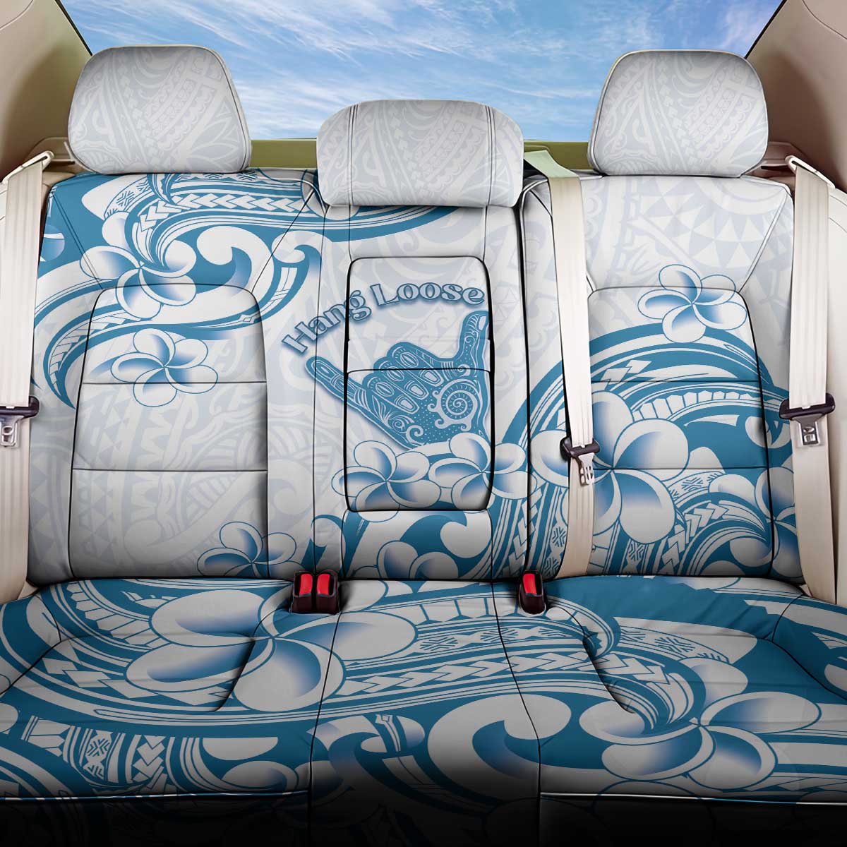 Aloha Hawaii Shaka Back Car Seat Cover Hang Loose Blue Version DT05 One Size Blue - Polynesian Pride