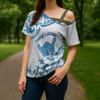 Aloha Hawaii Shaka Cross Shoulder Shirt Hang Loose Blue Version DT05 - Polynesian Pride