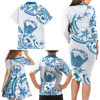 Aloha Hawaii Shaka Family Matching Long Sleeve Bodycon Dress and Hawaiian Shirt Hang Loose Blue Version DT05 - Polynesian Pride