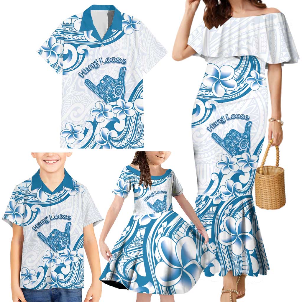 Aloha Hawaii Shaka Family Matching Mermaid Dress and Hawaiian Shirt Hang Loose Blue Version DT05 - Polynesian Pride