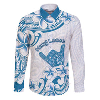 Aloha Hawaii Shaka Family Matching Off The Shoulder Long Sleeve Dress and Hawaiian Shirt Hang Loose Blue Version DT05 Dad's Shirt - Long Sleeve Blue - Polynesian Pride