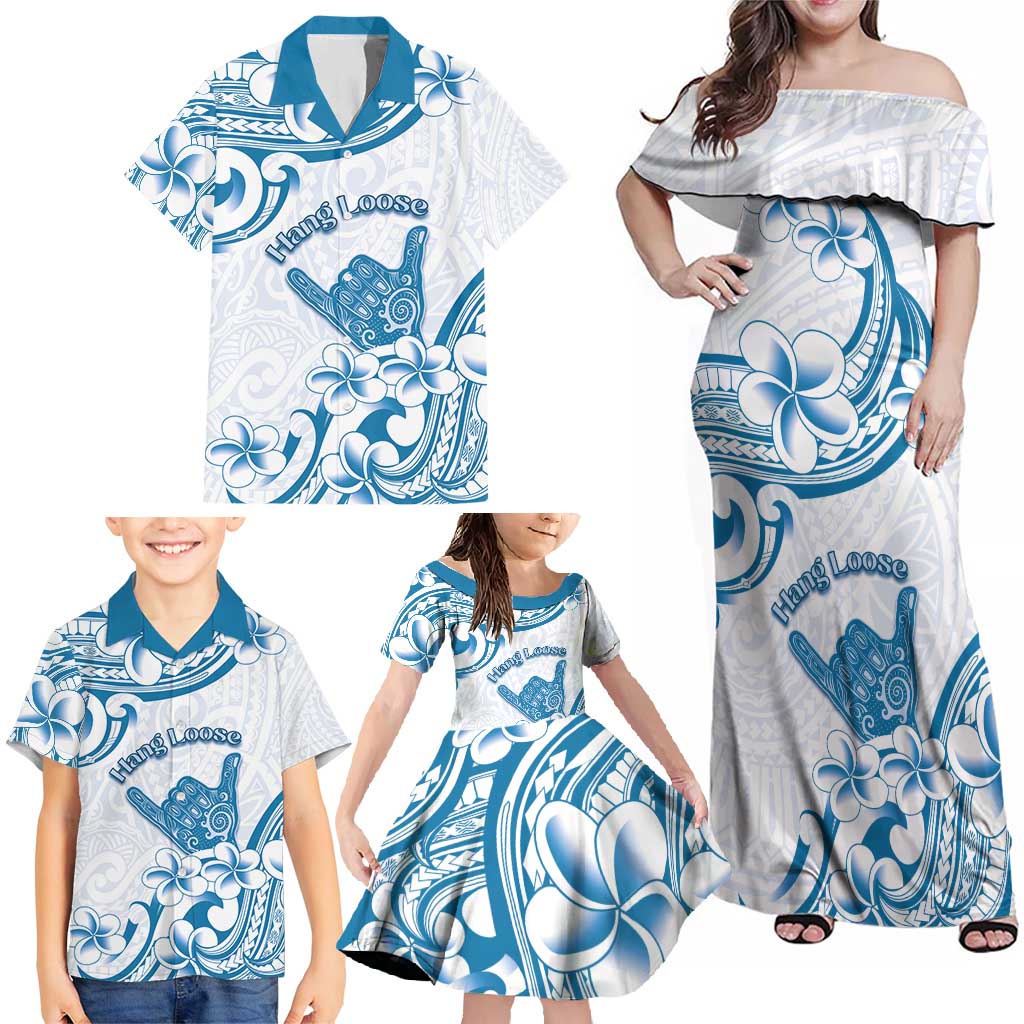 Aloha Hawaii Shaka Family Matching Off Shoulder Maxi Dress and Hawaiian Shirt Hang Loose Blue Version DT05 - Polynesian Pride