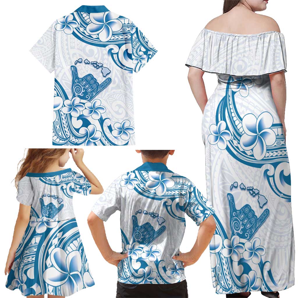 Aloha Hawaii Shaka Family Matching Off Shoulder Maxi Dress and Hawaiian Shirt Hang Loose Blue Version DT05 - Polynesian Pride
