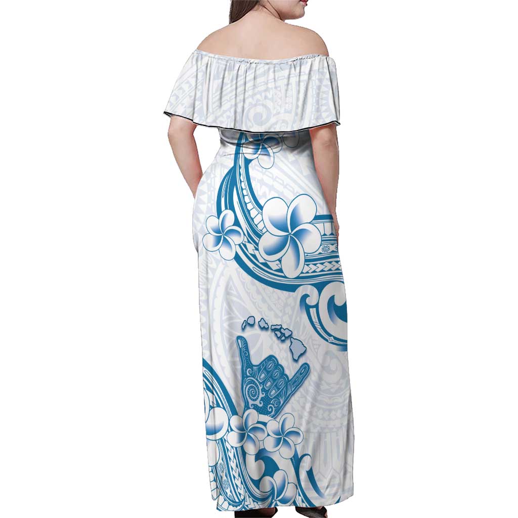 Aloha Hawaii Shaka Family Matching Off Shoulder Maxi Dress and Hawaiian Shirt Hang Loose Blue Version DT05 - Polynesian Pride