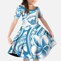 Aloha Hawaii Shaka Family Matching Puletasi and Hawaiian Shirt Hang Loose Blue Version DT05 Daughter's Dress Blue - Polynesian Pride