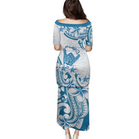 Aloha Hawaii Shaka Family Matching Puletasi and Hawaiian Shirt Hang Loose Blue Version DT05 - Polynesian Pride