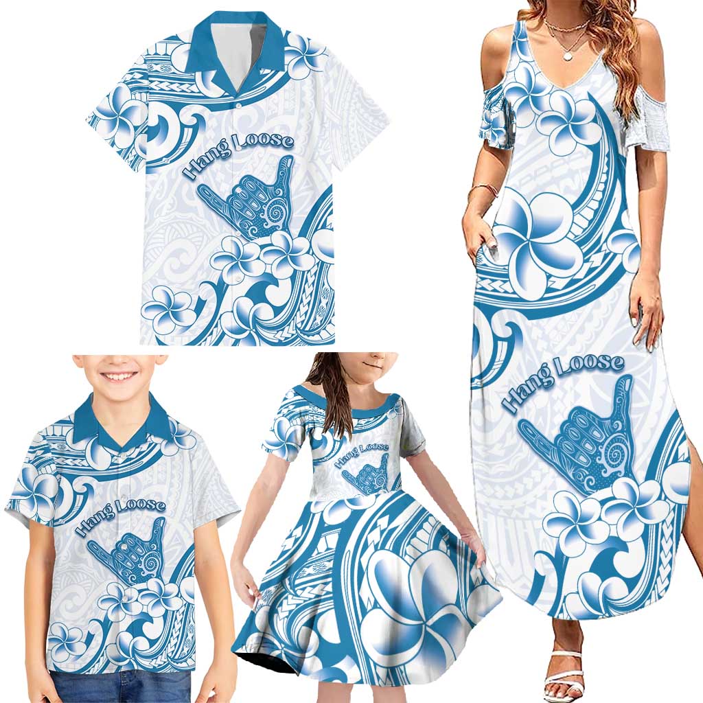 Aloha Hawaii Shaka Family Matching Summer Maxi Dress and Hawaiian Shirt Hang Loose Blue Version DT05 - Polynesian Pride
