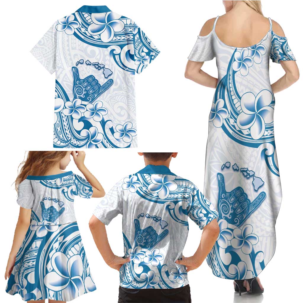 Aloha Hawaii Shaka Family Matching Summer Maxi Dress and Hawaiian Shirt Hang Loose Blue Version DT05 - Polynesian Pride