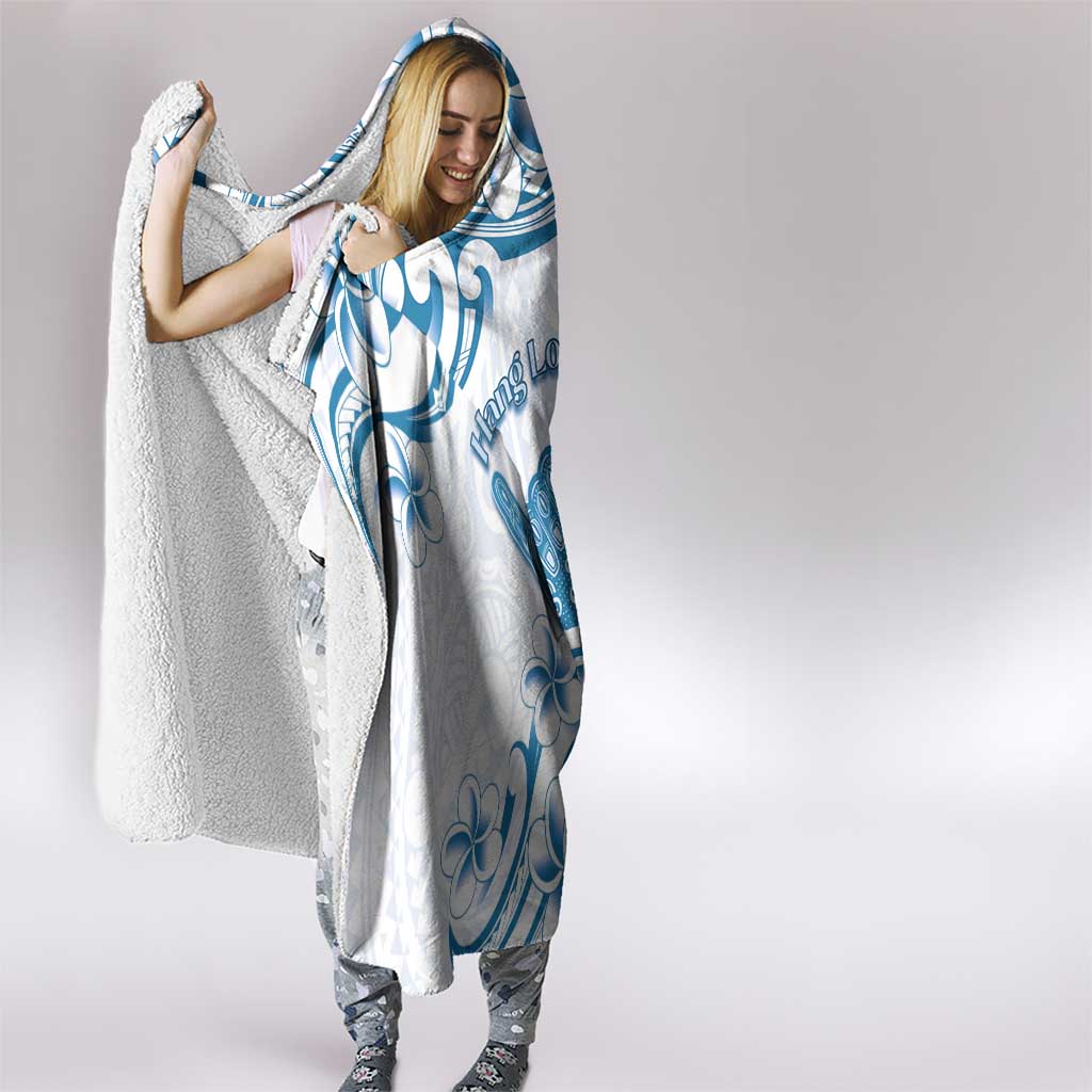 Aloha Hawaii Shaka Hooded Blanket Hang Loose Blue Version - Polynesian Pride