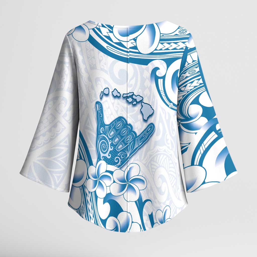 Aloha Hawaii Shaka Kimono Sleeve Blouse Hang Loose Blue Version DT05 - Polynesian Pride