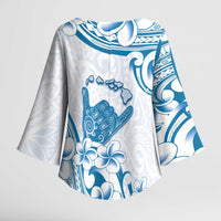 Aloha Hawaii Shaka Kimono Sleeve Blouse Hang Loose Blue Version DT05 - Polynesian Pride