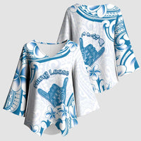 Aloha Hawaii Shaka Kimono Sleeve Blouse Hang Loose Blue Version DT05 - Polynesian Pride
