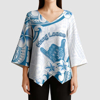 Aloha Hawaii Shaka Kimono Sleeve Blouse Hang Loose Blue Version DT05 - Polynesian Pride
