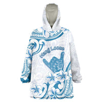 Aloha Hawaii Shaka Wearable Blanket Hoodie Hang Loose Blue Version - Polynesian Pride