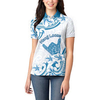 Aloha Hawaii Shaka Women Polo Shirt Hang Loose Blue Version - Polynesian Pride