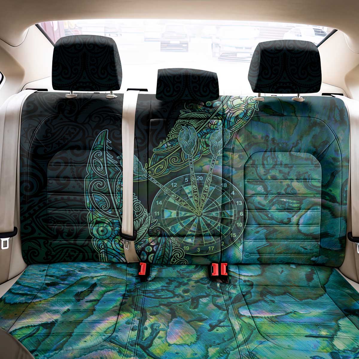 New Zealand Dart Back Car Seat Cover Maori Fern With Paua Shell - Polynesian Pride