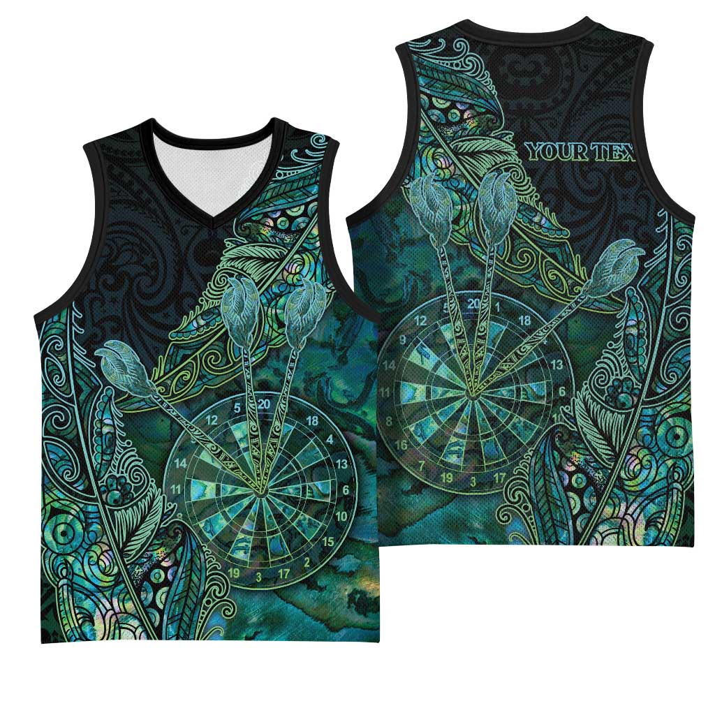 Personalised New Zealand Dart Basketball Jersey Maori Fern With Paua Shell DT05 - Polynesian Pride
