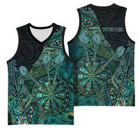 Personalised New Zealand Dart Basketball Jersey Maori Fern With Paua Shell DT05 - Polynesian Pride