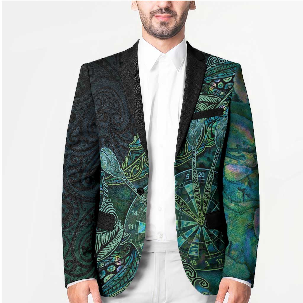 Personalised New Zealand Dart Blazer Maori Fern With Paua Shell - Polynesian Pride