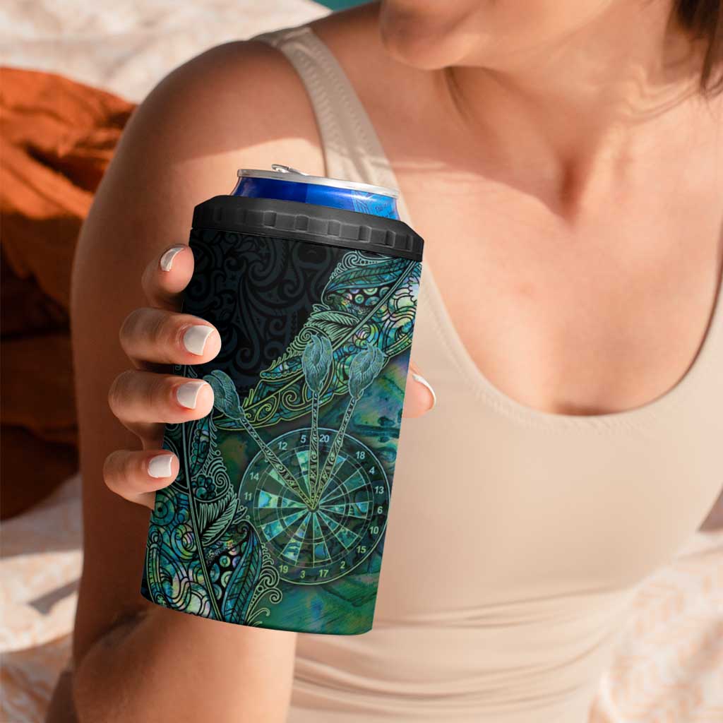 Personalised New Zealand Dart 4 in 1 Can Cooler Tumbler Maori Fern With Paua Shell DT05 - Polynesian Pride