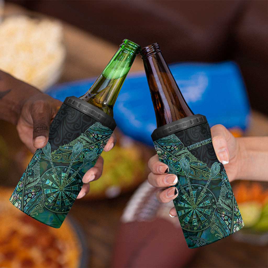 Personalised New Zealand Dart 4 in 1 Can Cooler Tumbler Maori Fern With Paua Shell DT05 - Polynesian Pride
